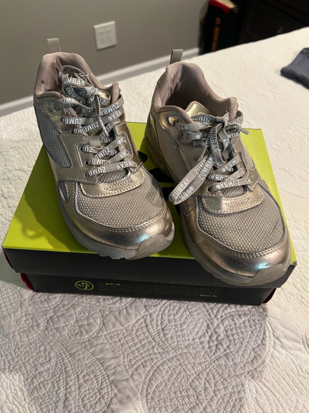 Zumba Fitness Metallic Silver Athletic Sneakers